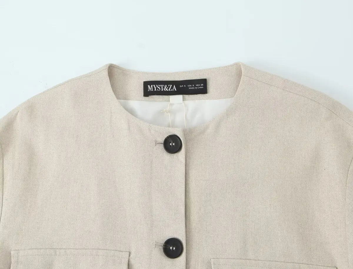 Work Office Lady Pants Set Women Long Sleeve Button Pocket Jacket Women's Trousers With Pocket Two Piece Set Female Set.