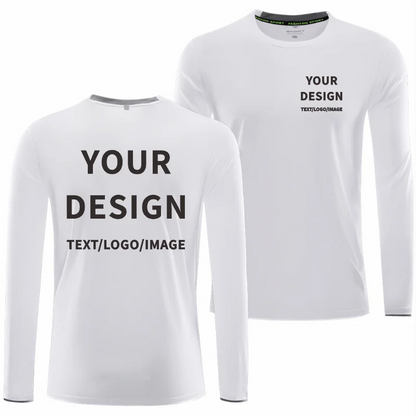 Quick Dry Long Sleeve T-shirt Custom Logo High Quality Round Neck Sports T-shirt Printing Design Company Team Shirt Embroidery.
