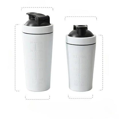 Stainless Steel Protein Powder Shaker Bottle with Steel Ball and Scale Leak Proof Gym Fitness Sport Whey Shakes Cup.