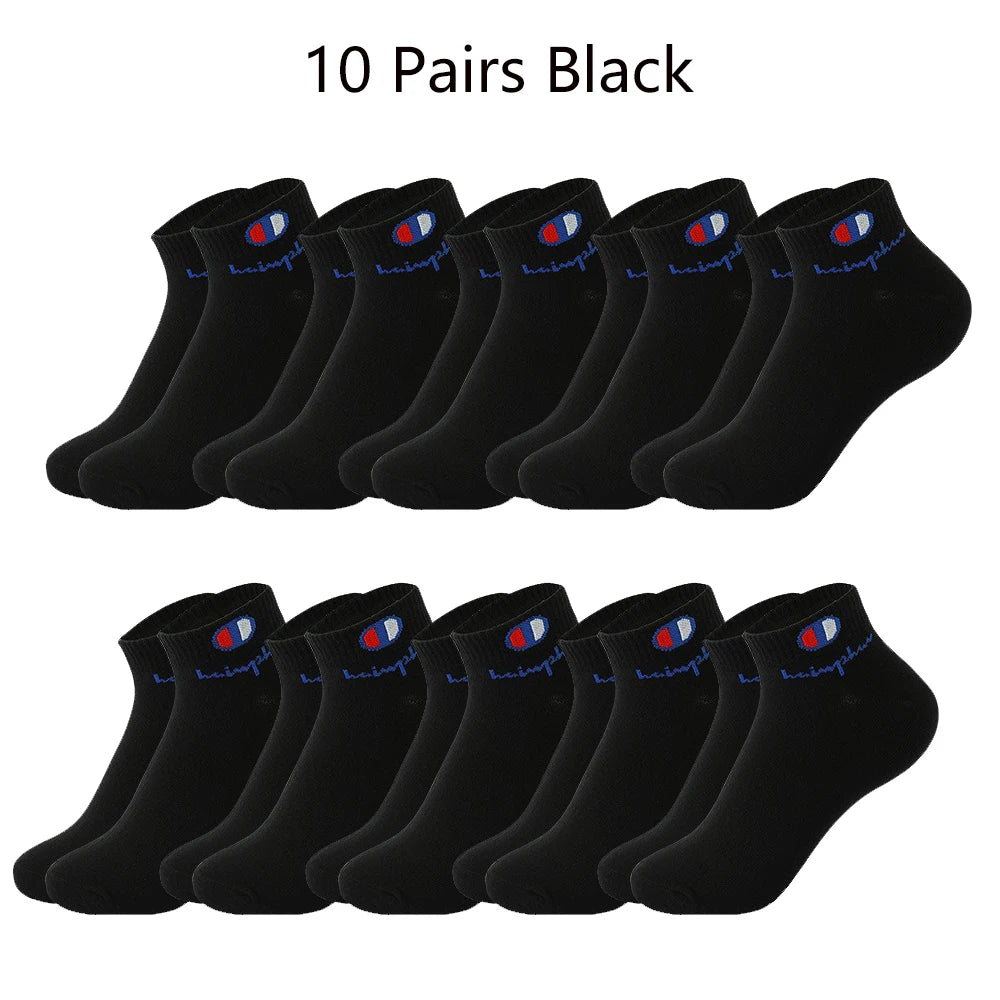 10/20/30 Pairs Socks Men Ankle Cotton Socks Brand Classic Fashion Black White Socks Breathable Mesh Athletic Short Socks Summer