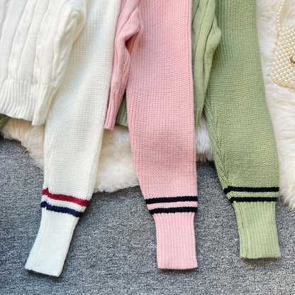 YuooMuoo Chic Fashion Knitted Tops 2025 Autumn Winter Y2K Embroidery Long Sleeve Lady Pullover Sweaters Streetwear Female Shirts.