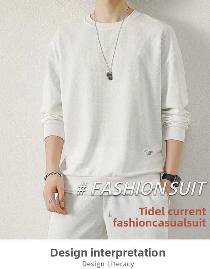 Loose Men's Long Sleeve Hoodie And Pants Set Spring Autumn New Style Casual Sports Youth Loose Fit Male Fashion Outfit.