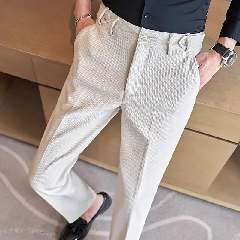 Navy Men's Suit Pants, White Black Trousers, Gray Khaki Pantalones Hombre Fashion Slim Male Pant, 28 29 30 31 32 33 34 36.