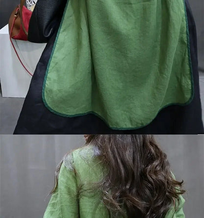 Damen-Bluse im Vintage-Stil aus Baumwolle und Leinen, mittellang, siebte Ärmel, Stickerei, ethnischer Rock mit lockerer Passform, chinesischer Stil.