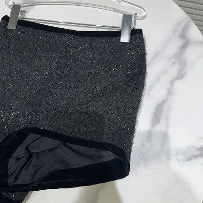 Trendy Women's Solid Color Bright Silk Woolen Shorts 2024 Autumn Fashion New Items High Waist Short Pants Female