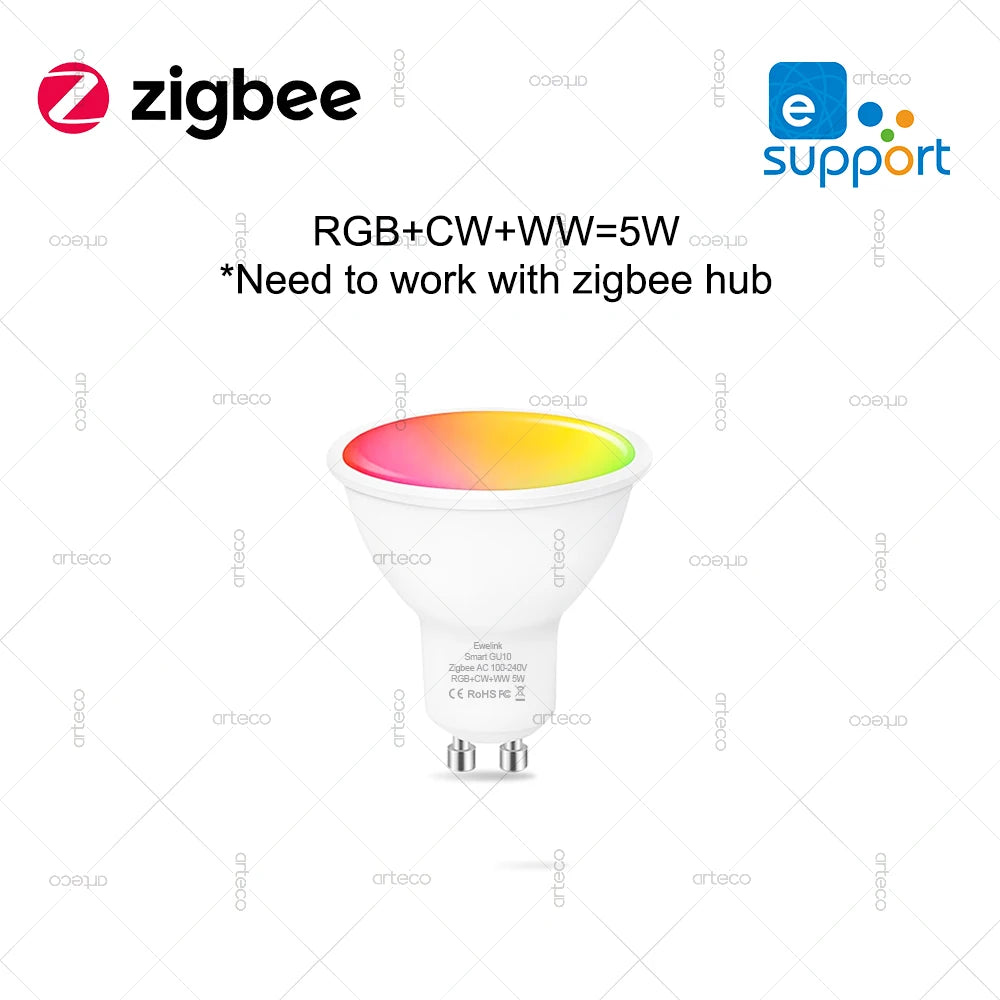 EWelink E27 E14 GU10 Smart Bulb WiFi Zigbee, dimmbare LED-Glühbirne RGB CW-Lampe funktioniert mit Alexa Amazon Google Home Yandex Alice.
