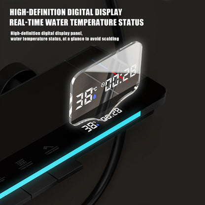 Bathroom Shower System LED Light Shower Head Set Brass Mirror Thermostatic Bathtub Faucet Digital Display Hot & Cold Showers