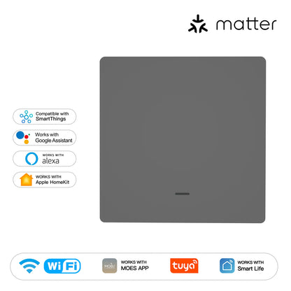 MOES Smart Lichtschalter EU WiFi Matter Button Fernbedienung kompatibel mit Alexa Google Home Apple Homekit Smartthings