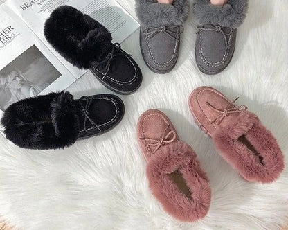 Bow Round Toe Flat Fleece-lined Woman Shoes Trend 2025 Y2k Chic and Elegant Winter Novelty Padded Sale Hot Snow Boots for Women