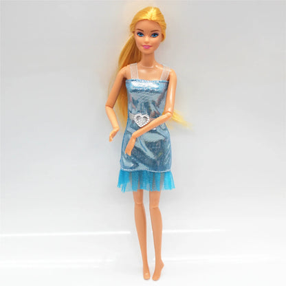 New 30cm 11 Joints Movable Doll with Clothes 1/6 Doll with Skirt Girls Play House Diy Dress Up Toy Gifts.