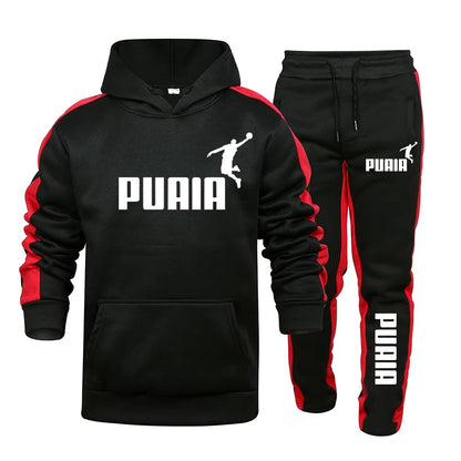 Autumn Winter Popular Mens Tracksuit Hooded Sweatshirts+Jogging Pants Set Daily Gym Outfits Casual Sports High Street Clothing.