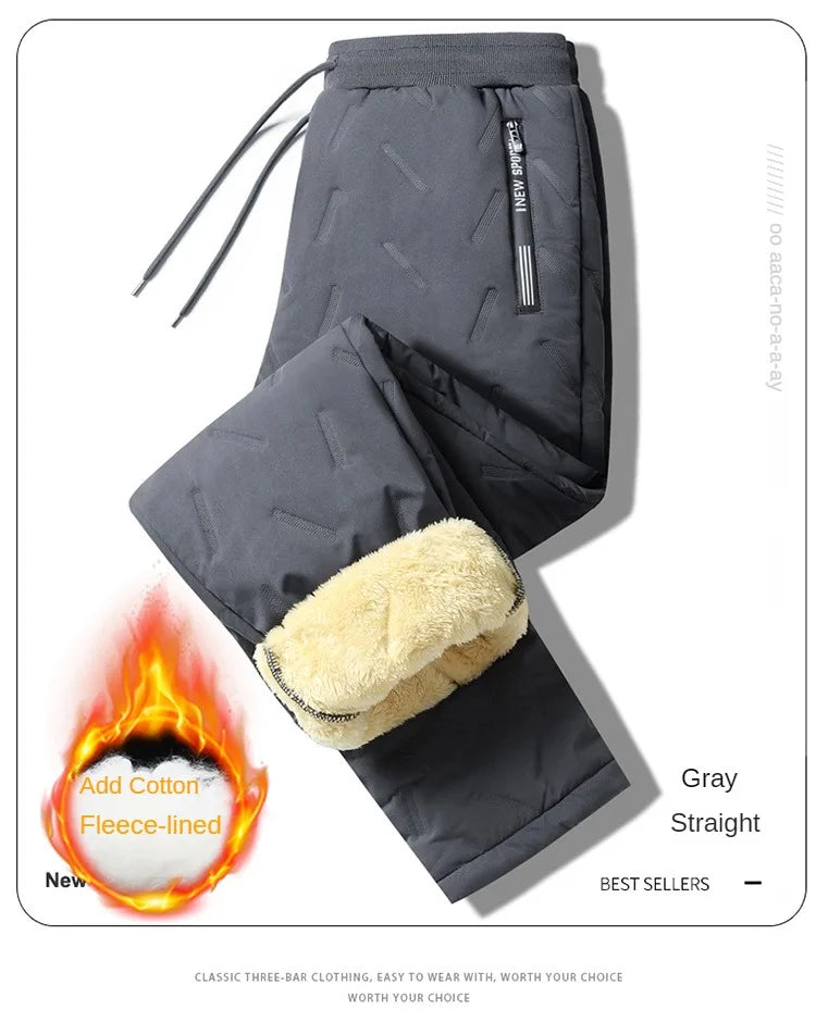 Winter Sweatwear Men Plush Thick Fleece Sweatpant Lambswool Thermal Trousers Casual Pants Windproof Warm Cotton Pants 8828.