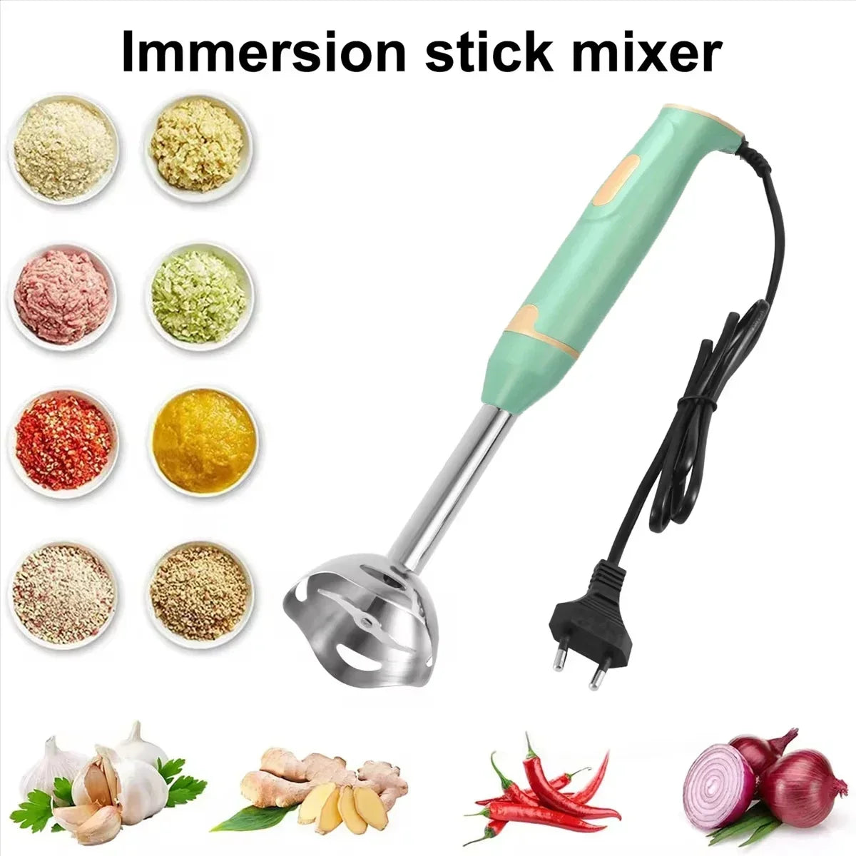 Electric Handheld Food Mixer, Multifunction Egg Beater & Veggie Blender/Chopper with Stainless Steel Whisk for Kitchen Tools.