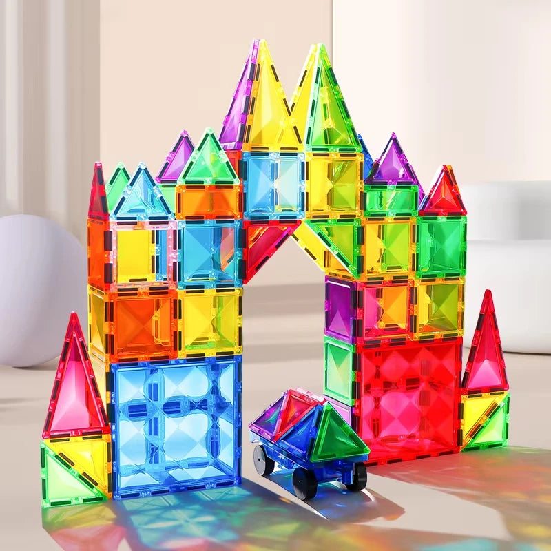 Magnetic Tiles STME Toys 120PCS for Kids Preschool Learning Educational Construction Toys for Christmas Holiday Gifts Age 3+.