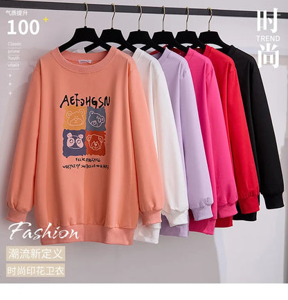 175Kg Plus Größe frauen Fehlschlag 170 Frühling Herbst Neue Lose Rundhals Cartoon Sweatshirt 6XL 7XL 8XL 9XL 10XL 11XL 6 Farben.