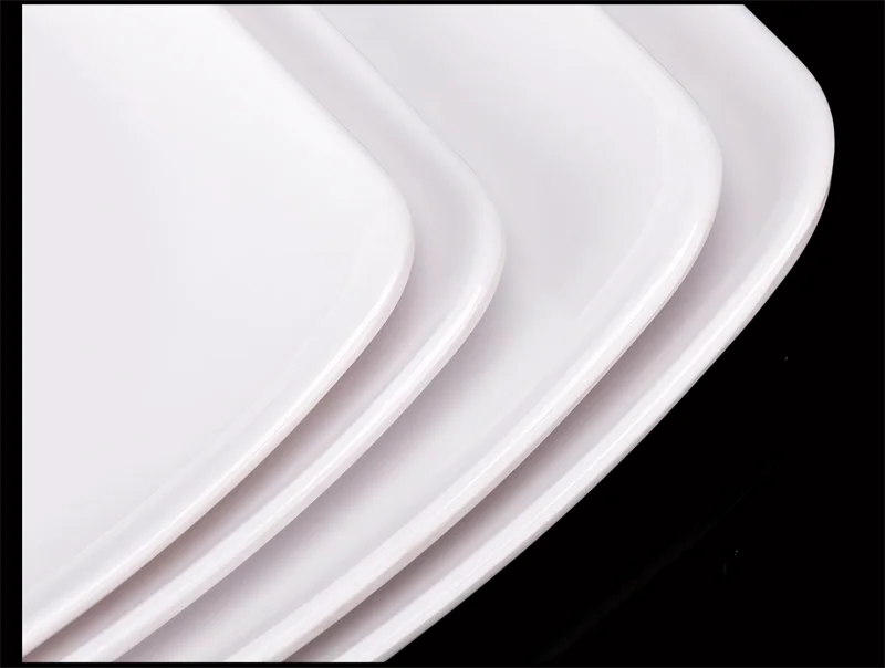 Melamine White Dinner Plate Fast Food Square Dishes School Rice Meal Serving Trays Cheap Hotel Table Decoration and Accessories.