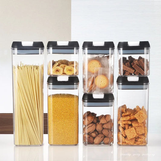 Air-Tight Food Storage Container for Cereals Easy Lock Sealed Jar Plastic Transparent Milk Powder Grains Candy Kitchen Organizer.