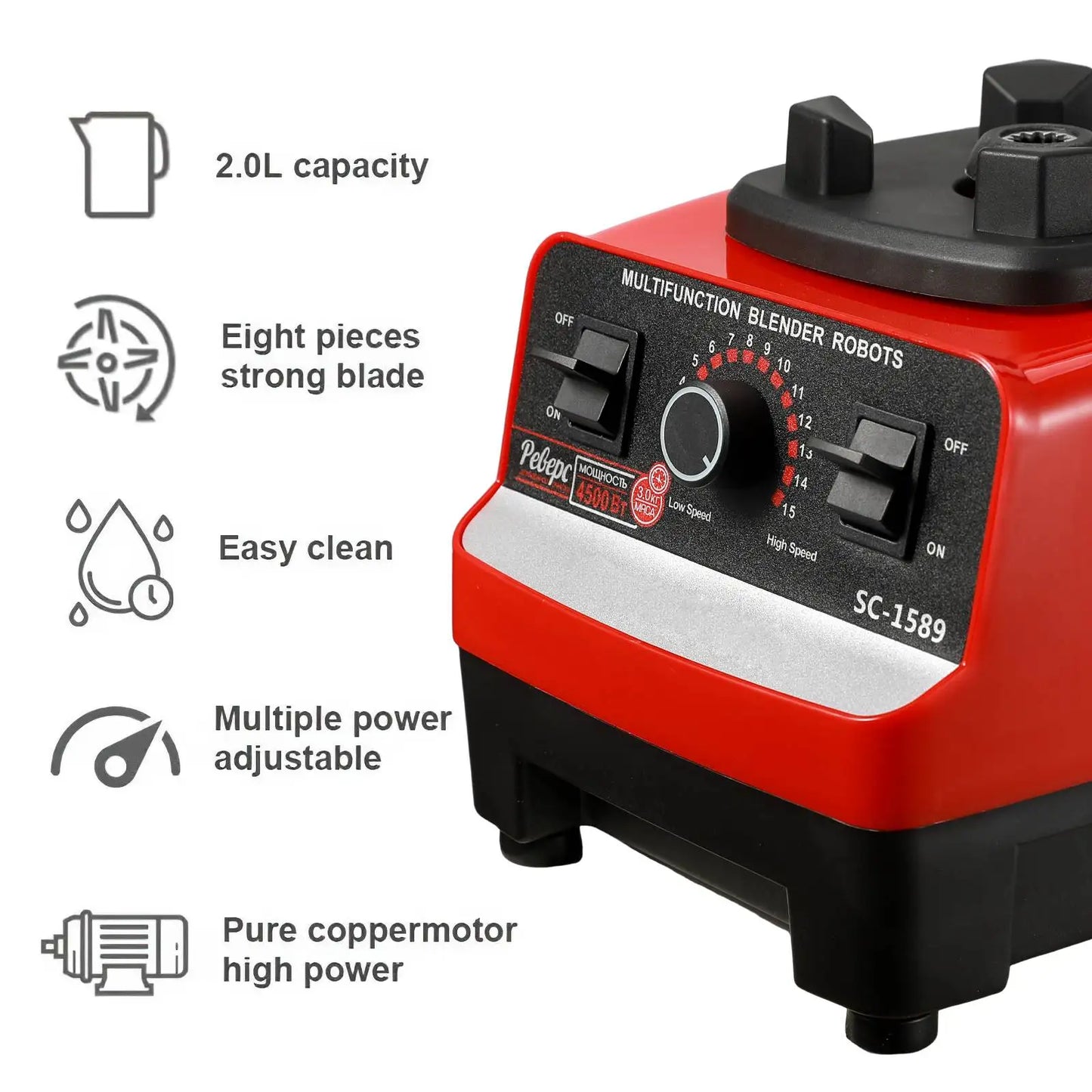 2000W Heavy Duty Commercial Blender Stationary Mixer Food Processor Ice Smoothies for Kitchen High Power Juicer Blender BPA Free.