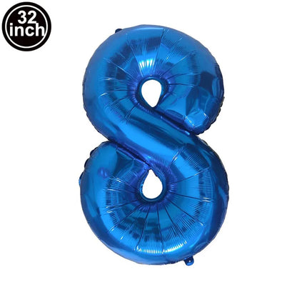 Blauer Ballon mit großen Zahlen, 32 Zoll, 0, 1, 2, 3, 4, 5, 6, 7, 8, 9, Geburtstag, Bachelorette-Luftballons, Figur, Golob-Party-Ballon-Dekoration