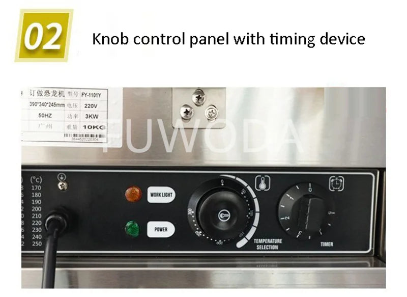 Customizable Electric 110V/220V Non-sticking Stainless Steel Dinosaur Waffle Making Machine Open Mouth Taiyaki Waffle Machine.