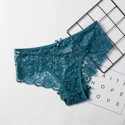 Fashion Sexy Panties Comfortable Briefs Exquisite Crotchless Shorts Solid Lingerie Lace Bow Thong Hollow Out Women Underwear.