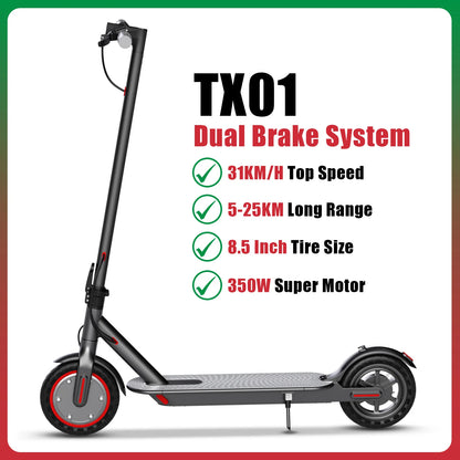 LADPED 350W Scooter Electric 36V Large Capacity Battery Folding Electric Kick Scooter with 8.5 Inch Explosion-proof Tire 31KM/H