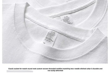 Spring Autumn 300g Heavy-duty Pure Cotton Long Sleeved  T-shirt FLoose White Top Thick Base Layer Underneath for Men and Women.