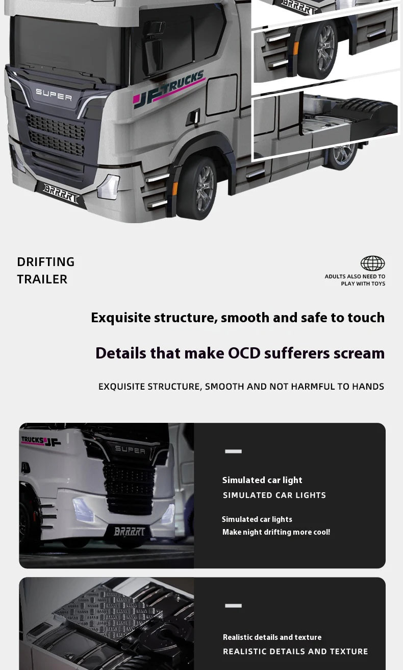 1/43 Mini RC Car Remote Control Trailer Truck Drift Desktop Toy Indoor Racing Vehicle Toys for Boys Kids Christmas Gifts.