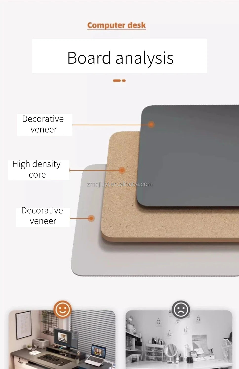 Desktop-Computertisch mit Schubladen für Heimlernen, Schreiben und Büromöbel. Großer Schreibtisch für den Schreibtisch