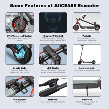 JUICEASE Portable Electric Scooter 16/45KM Smart APP 31/35KM/H Fast Speed 350W/1000W Waterproof IP65 Electric Kick Scooter.