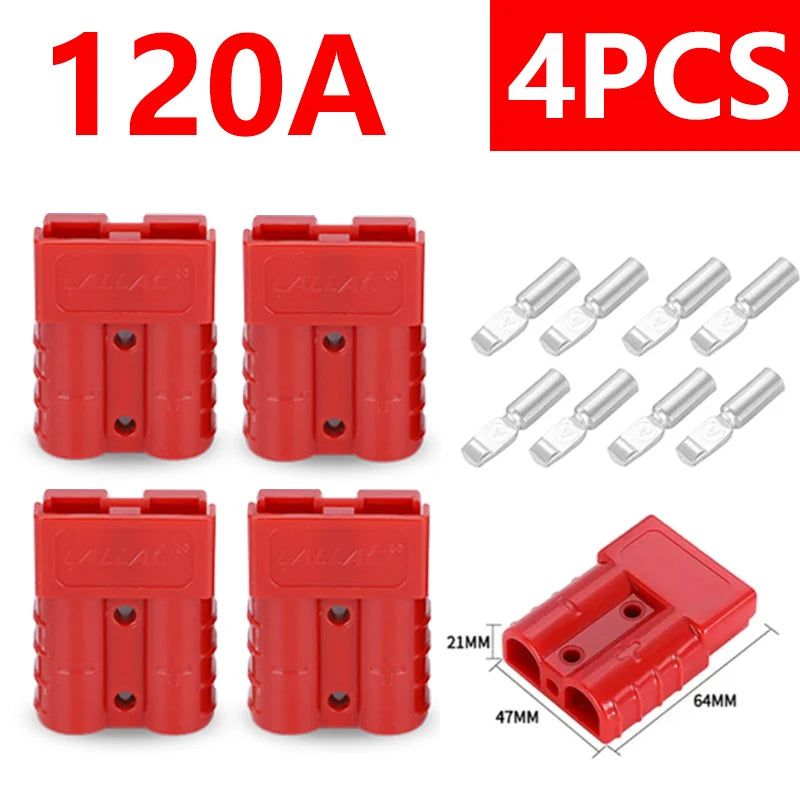 4Pcs Anderson Plug 50A/120A Anderson Connector Power 2 Pin Battery Charging Plug Connector