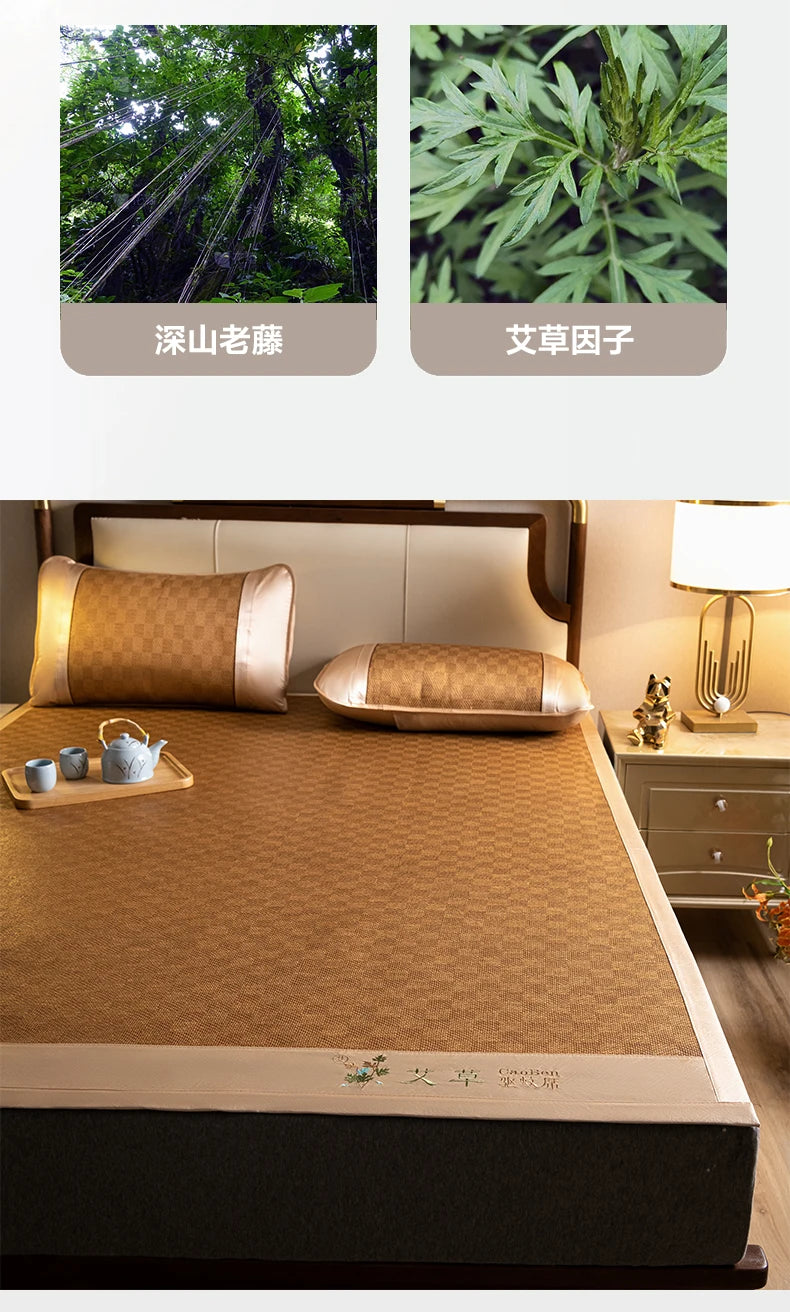 Natural Ice Rattan Mat 90/120/150/180/200cm Cool Summet Mat Mattress Plant Fiber Mat Househould Straw Mats Furniture Protector.