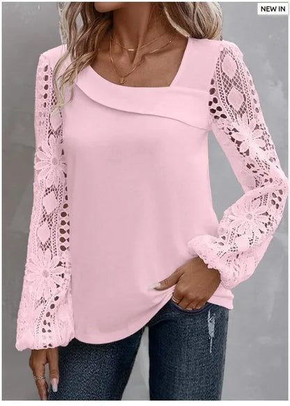 Fashion White Lace Blouse Women 2023 Casual New Arrivals Shirts And Blouses Elegant Female Loose Long Sleeve Tops.