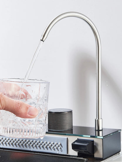 Große 304 Küchenspülen, 75 x 45 cm, Edelstahl, Küchen-Wasserfall-Waschbecken, Digitalanzeige, großes Einzelwaschbecken, Geschirrspüler-Wasserhahn