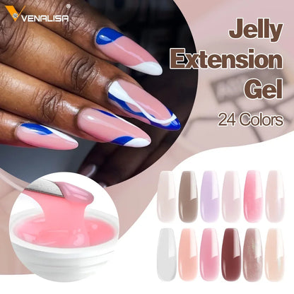 Venalisa Camouflage Nail Gel 15ml Soak Off UV LED Nail Polish Builder Construction Extend Semi Transparent  Jelly Poly Nail Gel.