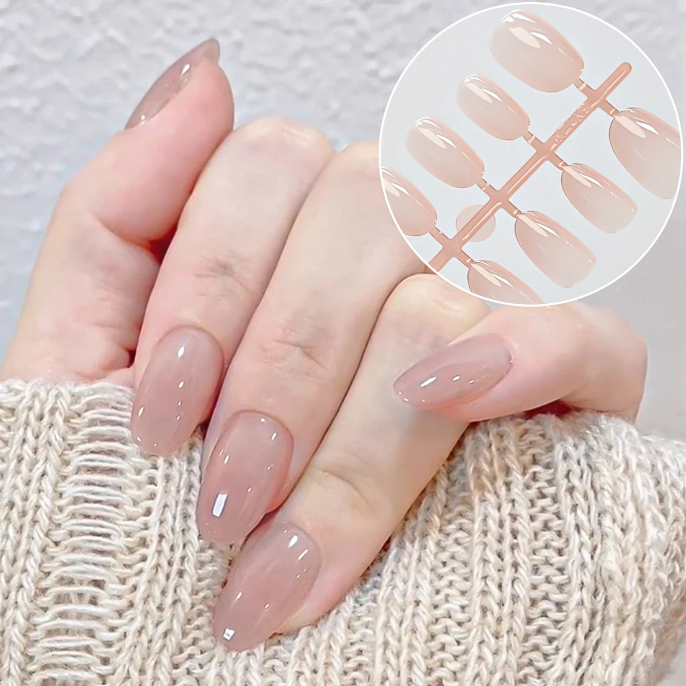 150Pcs M/S/XS Ice Nude Short Oval False Nail French Glossy Matte Simple Press on nails Nude Almond Full Cover Acrylic Fake Nails.