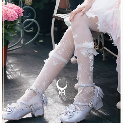 Butterfly at Night ~ Sweet Lolita Tights Sheer Wedding Pantyhose for Summer by Yidhra.