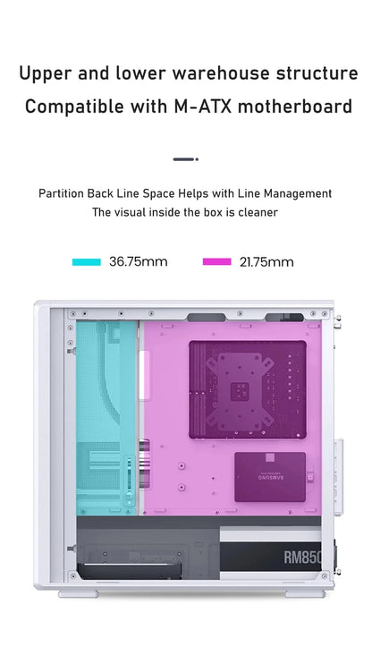 JONSBO D200 MATX Case (Column-Free Curved Sea View/240 Radiator/ATX Power Supply/Digital Display/Type-C Gen2 10Gbps+).