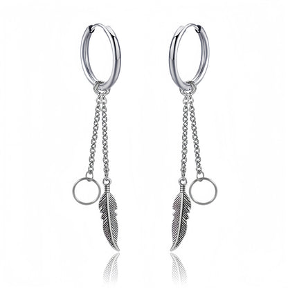 Long Hanging Crosses Leaves Pendants Hoops Woman Earrings Man Vintage Stainless steel Hip Hop Ear Piercing Jewelry Accessories