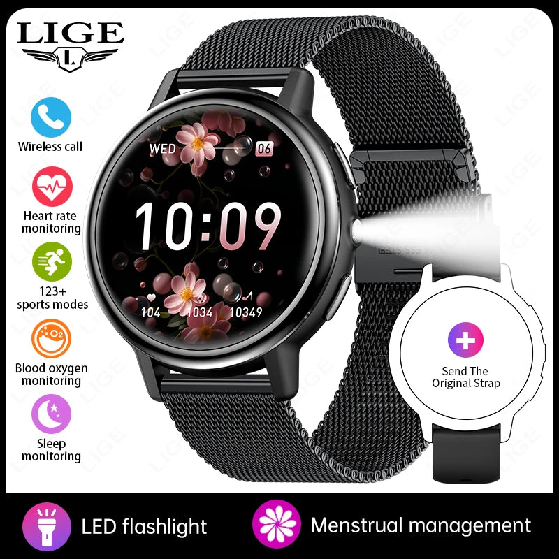 LIGE 2025 New 1.26 inch Screen Smart Watch Women IP68 Waterproof Sports Women’s Health Monitor Watches Bluetooth Call Smartwatch