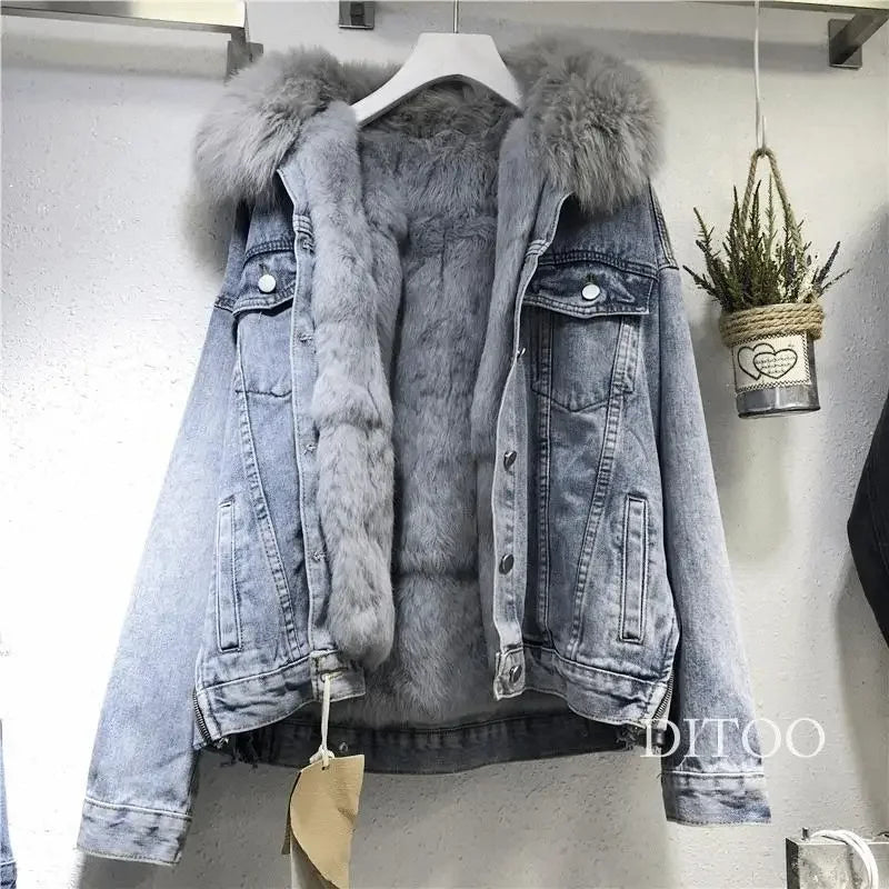 Frauen Denim Kosten Einreiher Taste Jacken Fleece Patchwork Strickjacke Taschen Oberbekleidung Casual Warm Solide Lose Fit.
