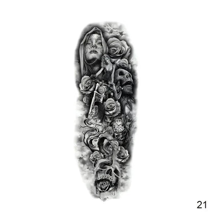 16 Designs Full Arm Temporary Tattoo Sleeve Waterproof Tattoos For Cool Men Women Tattoos Stickers On The Body Art #272596.