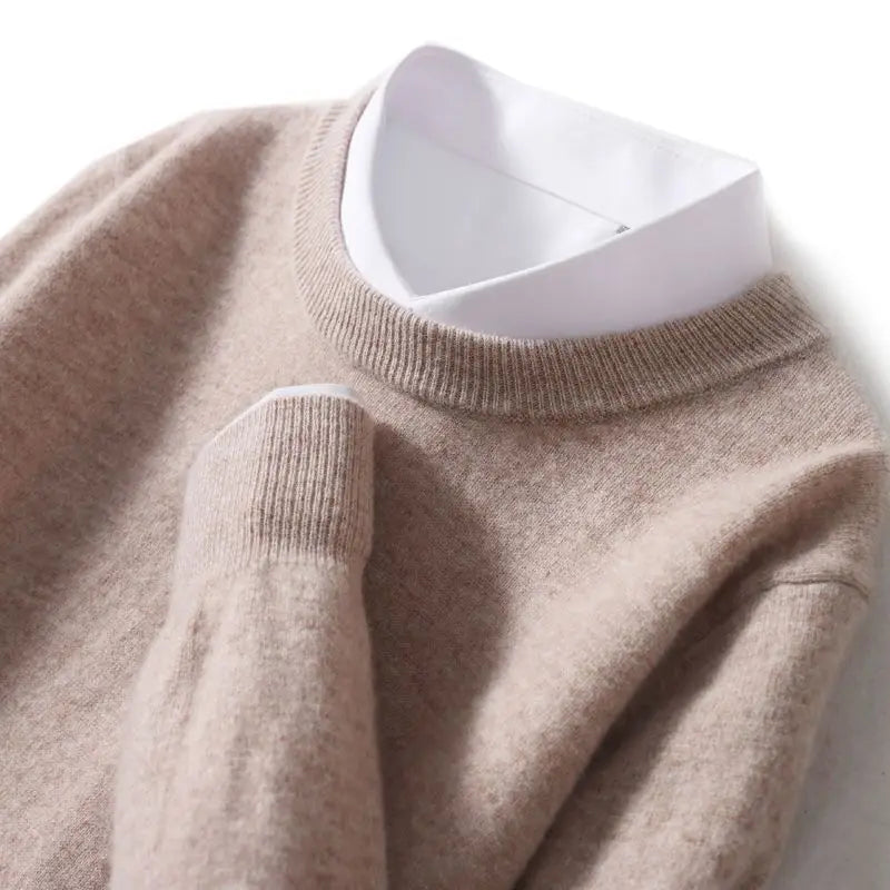 Autumn Winter Men Cashmere Sweater O-neck Soft Warm Pullovers Male Loose Knitted Shirt Korean men's winter blouse
