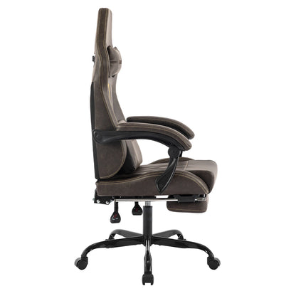 SUKIDAGaming-Stuhl, Computerstuhl, ergonomischer Gaming-Stuhl mit Fußstütze, Bürostuhl, ergonomischer Computerstuhl mit Lordosenstütze