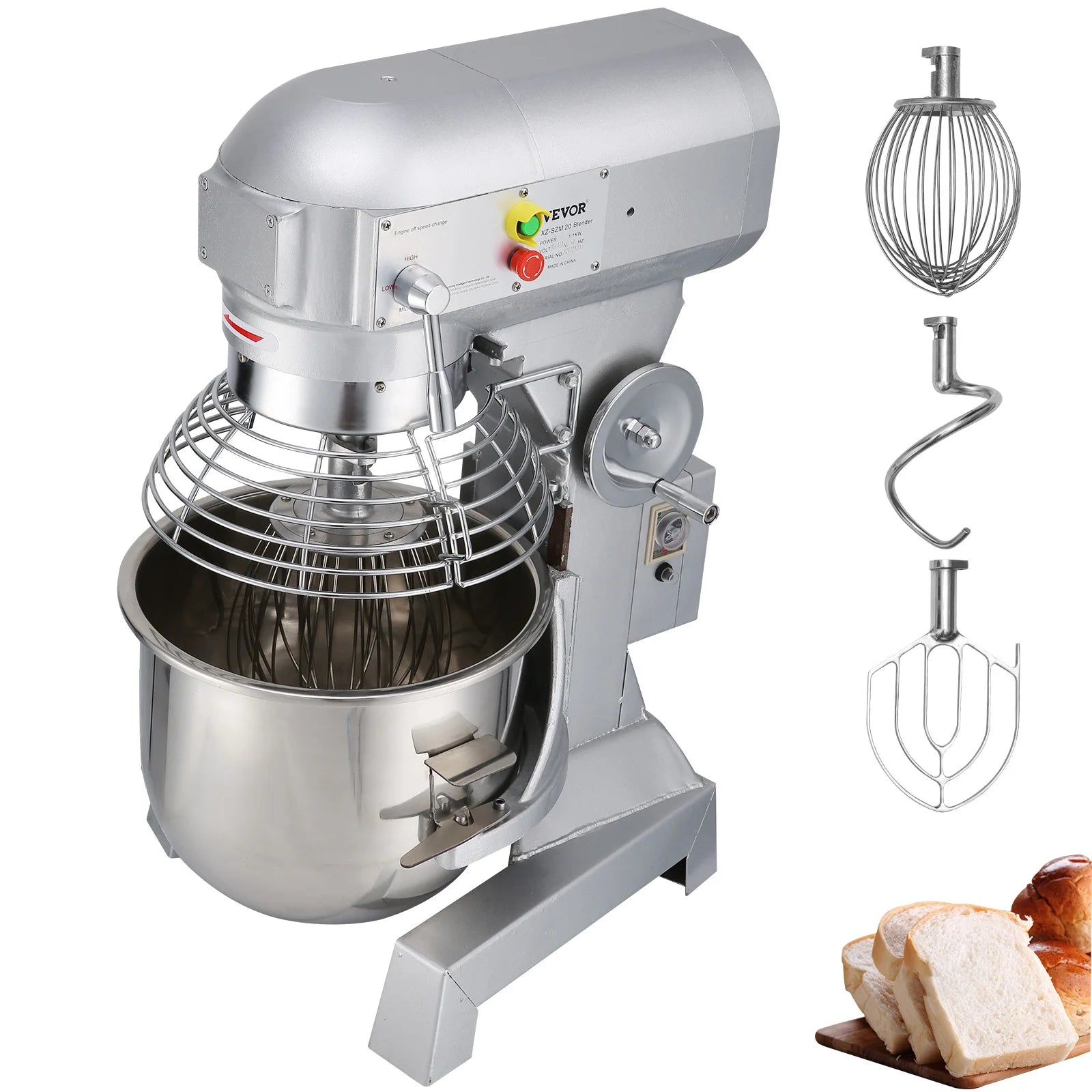 SucceBuy 10- 30L Electric Dough Machine Stainless Steel Commercial Cream Egg Whisk Mixer Processor Kitchen Food Stand Blender.