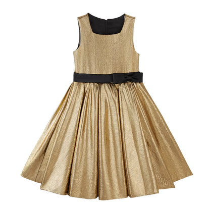 Teenager Mädchen Gold Glänzendes Bühnenkleid Kinder Hochzeit Klavier Performance Luxus Dressing Kostüm Größe 110-170.