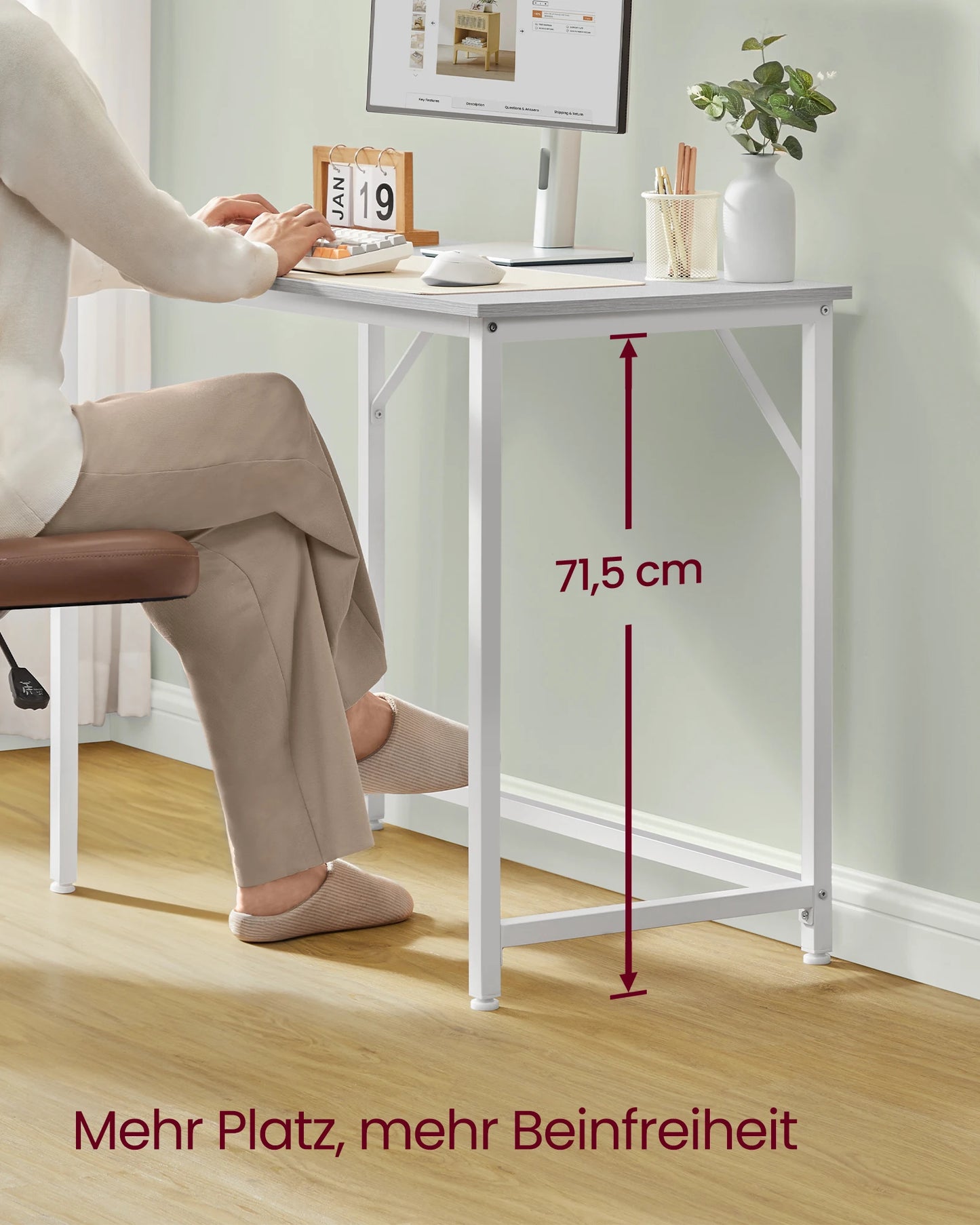 VASAGLE Schreibtisch, Kleiner Computertisch, Bürotisch, für Arbeitszimmer, Schlafzimmer,moderner Stil, Metallgestell