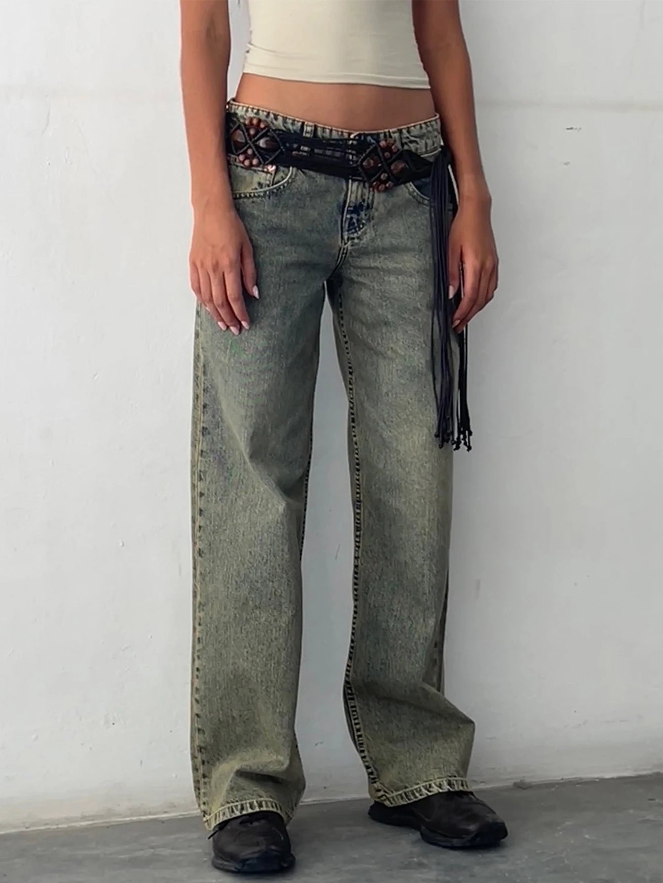 2024 neue Y2K Hohe Taille Baggy-Jeans Für Frauen Mode Lose Denim Breite Bein Hosen Casual Weibliche Kleidung XS-XL Drop verschiffen.