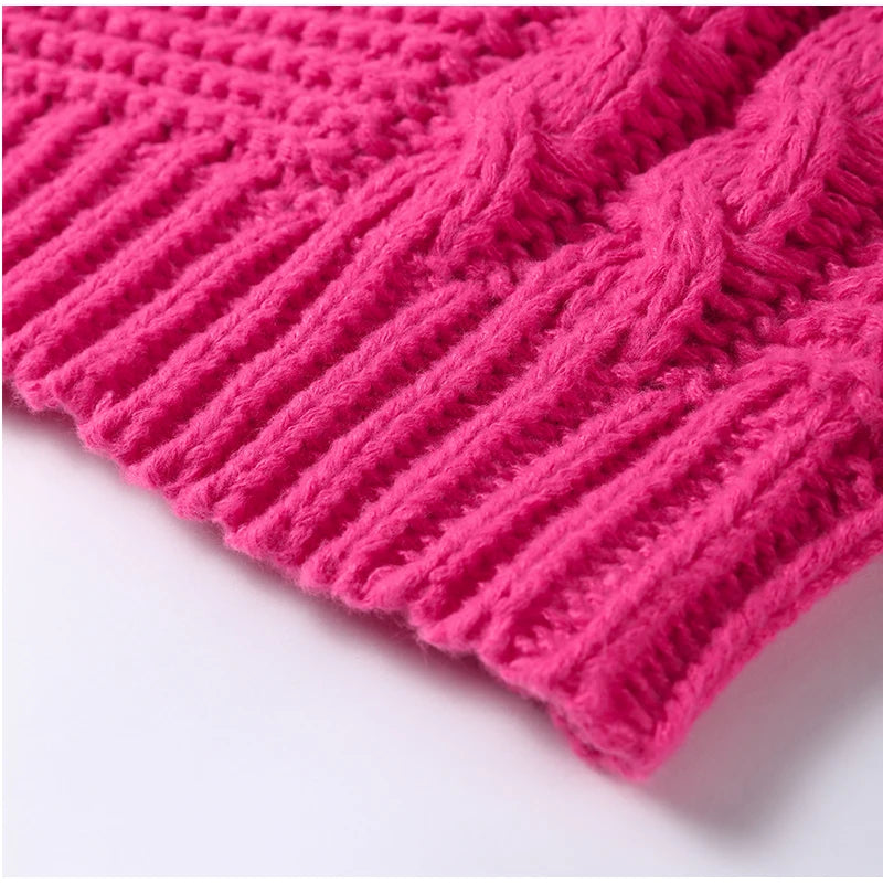 Casual Twists Stricken Oversize-Pullover Frauen Oansatz Lange Flare Hülse Lose Solide Pullover 2025, Herbst Winter Vintage Pullover.