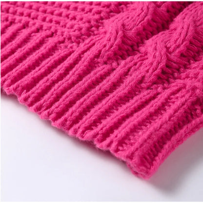 Casual Twists Stricken Oversize-Pullover Frauen Oansatz Lange Flare Hülse Lose Solide Pullover 2025, Herbst Winter Vintage Pullover.